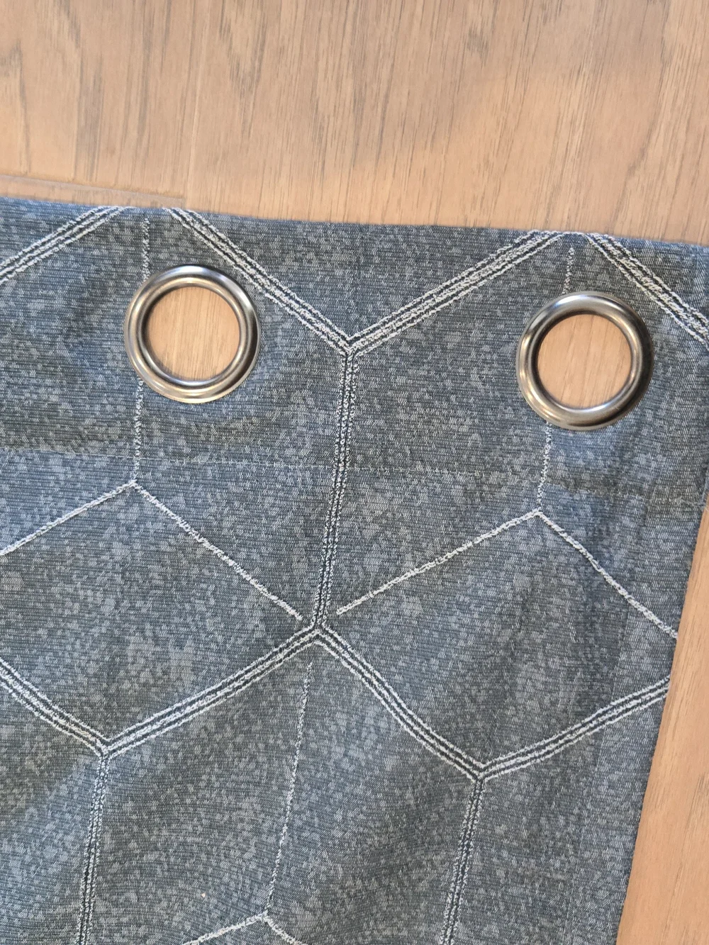 Geometric Pattern Gray Curtain Panel Set with Grommets Insulated
